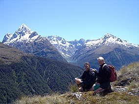 Chris and Brian at Key Summit, Fiordland.