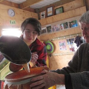 Straining the apple juice